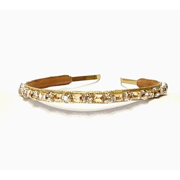 Anthropologie Deepa Gurnani Headband Crystals Gold Metal Party - Picture 9 of 9